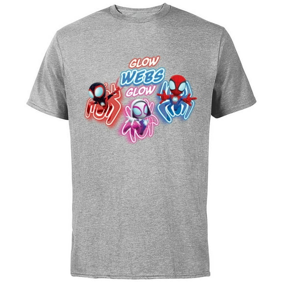 Marvel Spidey and His Amazing Friends Glow Webs Glow Action - Short Sleeve Cotton T-Shirt for Adults - Customized-Athletic Heather
