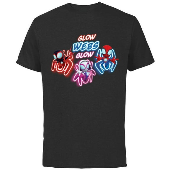 Marvel Spidey and His Amazing Friends Glow Webs Glow Action - Short Sleeve Cotton T-Shirt for Adults - Customized-Black