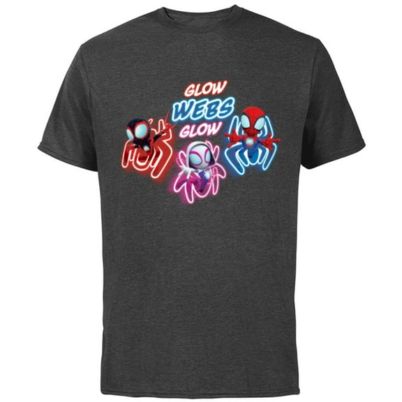 Marvel Spidey and His Amazing Friends Glow Webs Glow Action - Short Sleeve Cotton T-Shirt for Adults - Customized-Charcoal