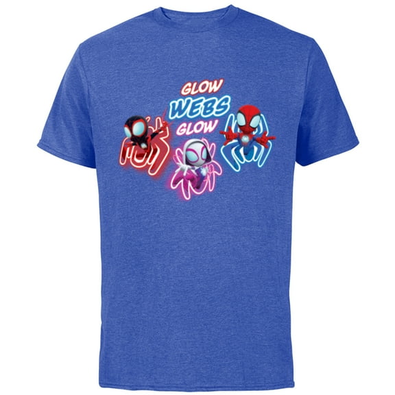 Marvel Spidey and His Amazing Friends Glow Webs Glow Action - Short Sleeve Cotton T-Shirt for Adults - Customized-Royal Heather