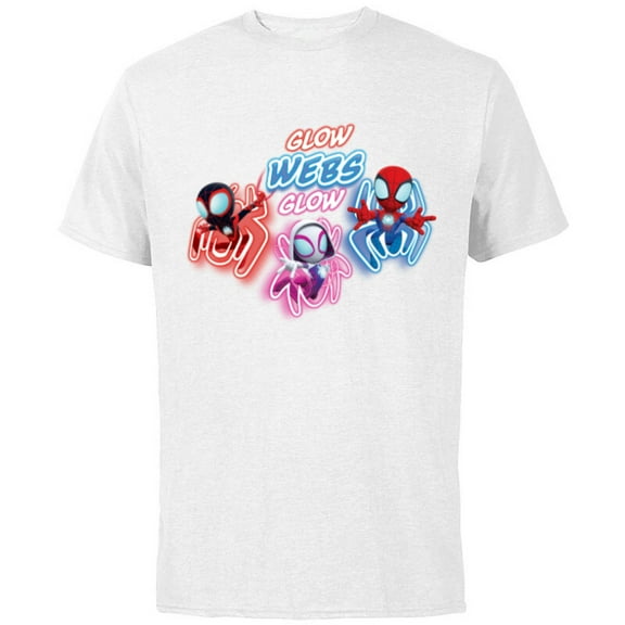 Marvel Spidey and His Amazing Friends Glow Webs Glow Action - Short Sleeve Cotton T-Shirt for Adults - Customized-White