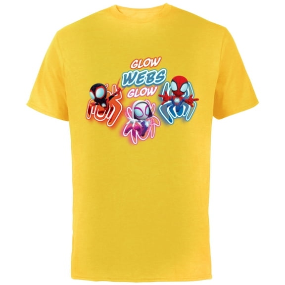 Marvel Spidey and His Amazing Friends Glow Webs Glow Action - Short Sleeve Cotton T-Shirt for Adults - Customized-Yellow