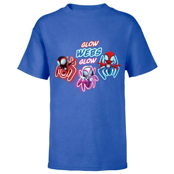 Marvel Spidey and His Amazing Friends Glow Webs Glow Action - Short Sleeve T-Shirt for Kids - Customized-Royal
