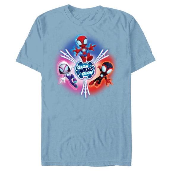 Marvel Spidey and His Amazing Friends Glow Webs Glow Icon - Short Sleeve Blended T-Shirt for Adults - Customized-Ocean Blue