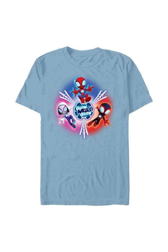Spidey and His Amazing Friends Glow Webs Glow Icon - Short Sleeve Blended T-Shirt for Adults - Customized-Ocean Blue