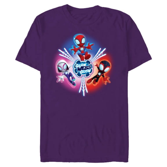 Marvel Spidey and His Amazing Friends Glow Webs Glow Icon - Short Sleeve Blended T-Shirt for Adults - Customized-Purple