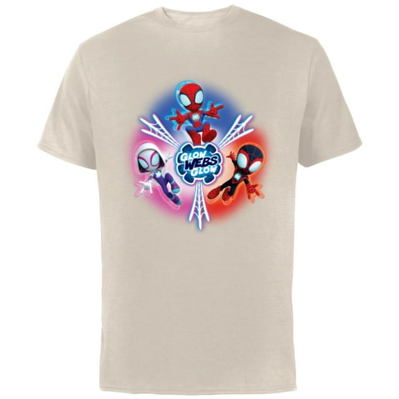 Marvel Spidey and His Amazing Friends Glow Webs Glow Icon - Short Sleeve Cotton T-Shirt for Adults - Customized-Natural