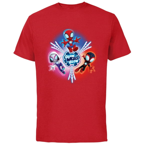 Marvel Spidey and His Amazing Friends Glow Webs Glow Icon - Short Sleeve Cotton T-Shirt for Adults - Customized-Red
