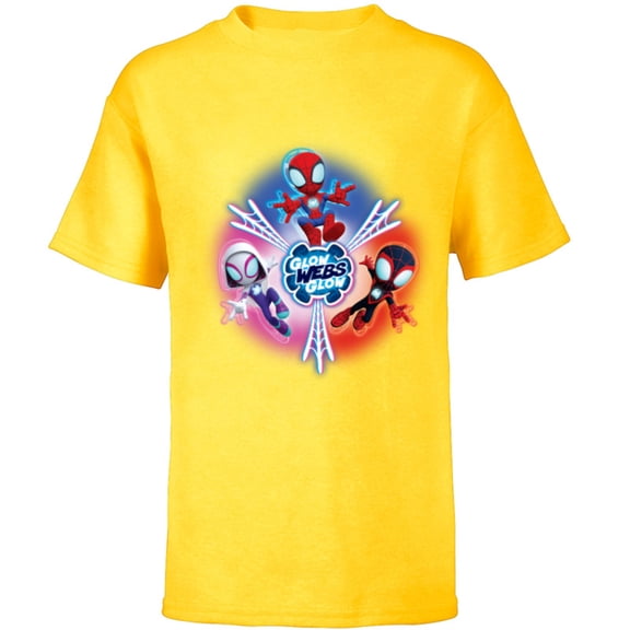Marvel Spidey and His Amazing Friends Glow Webs Glow Icon - Short Sleeve T-Shirt for Kids - Customized-Yellow