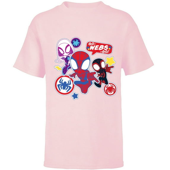 Marvel Spidey and His Amazing Friends Go-Webs-Go Boys - Short Sleeve T-Shirt for Kids - Customized-Soft Pink