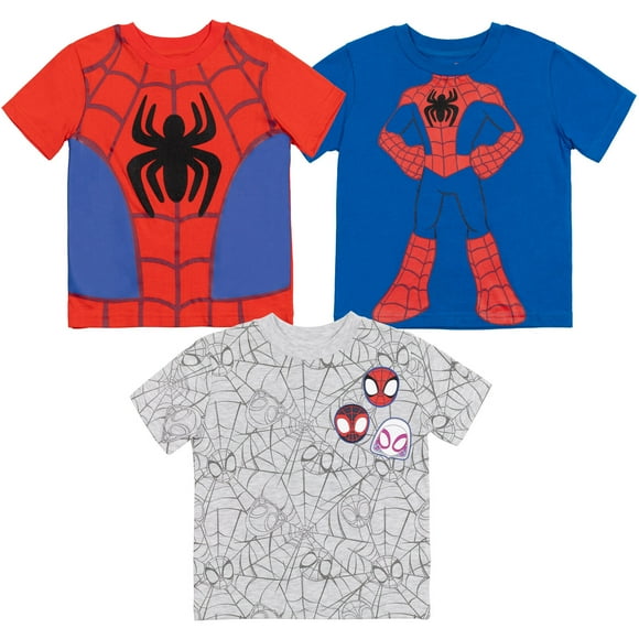 Marvel Spidey and His Amazing Friends Little Boys 3 Pack T-Shirts Toddler to Little Kid
