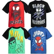 Marvel Spidey and His Amazing Friends Little Boys Short Sleeve T-Shirt 4-Pack Avengers Black Green
