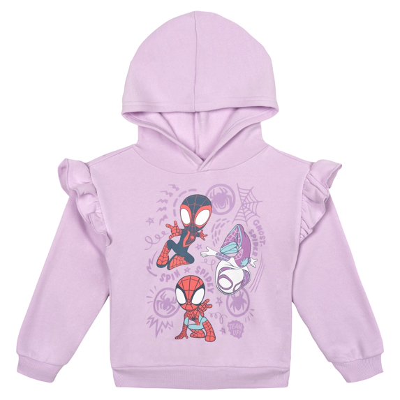Marvel Spidey and His Amazing Friends Little Girls' Fleece Pullover Hoodie Lavender