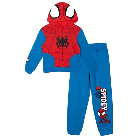 Marvel Spidey and His Amazing Friends Little Kids' Boy or Girl Cosplay Fleece Hoodie and Pants Set Red Blue