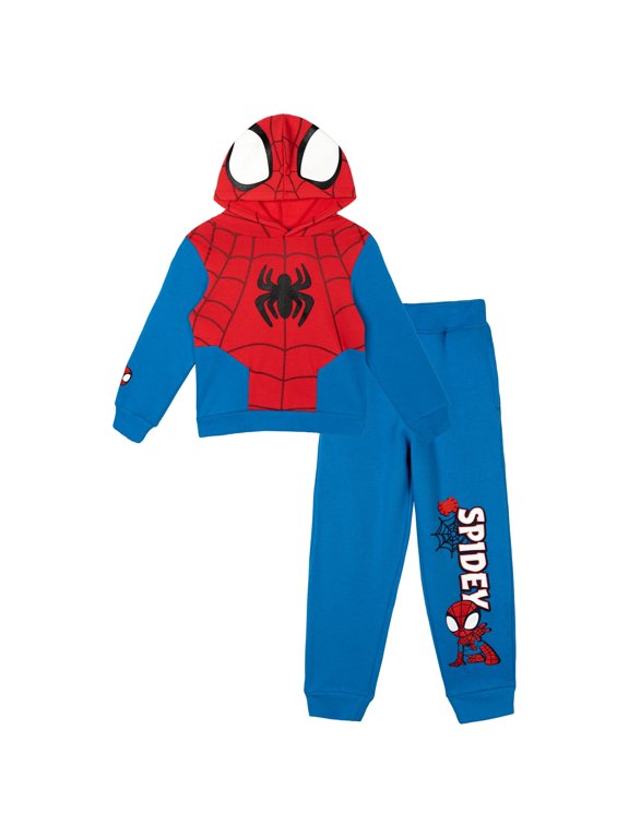 Spidey and His Amazing Friends Little Kids' Boy or Girl Cosplay Fleece Hoodie and Pants Set Red Blue