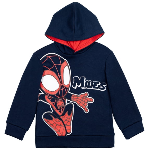 Marvel Spidey and His Amazing Friends Toddler Boys' Fleece Hoodie Miles Morales Navy