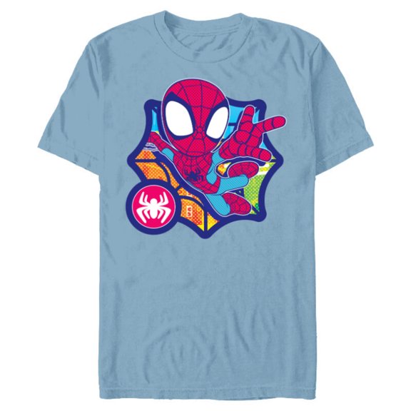 Marvel Spidey and His Amazing Friends Spider-Man Dot Effect - Short Sleeve Blended T-Shirt for Adults - Customized-Ocean Blue
