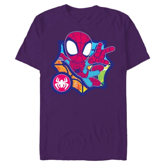 Marvel Spidey and His Amazing Friends Spider-Man Dot Effect - Short Sleeve Blended T-Shirt for Adults - Customized-Purple
