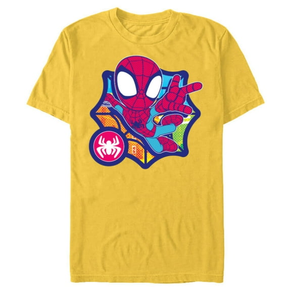 Marvel Spidey and His Amazing Friends Spider-Man Dot Effect - Short Sleeve Blended T-Shirt for Adults - Customized-Yellow