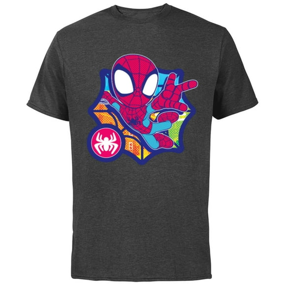Marvel Spidey and His Amazing Friends Spider-Man Dot Effect - Short Sleeve Cotton T-Shirt for Adults - Customized-Charcoal