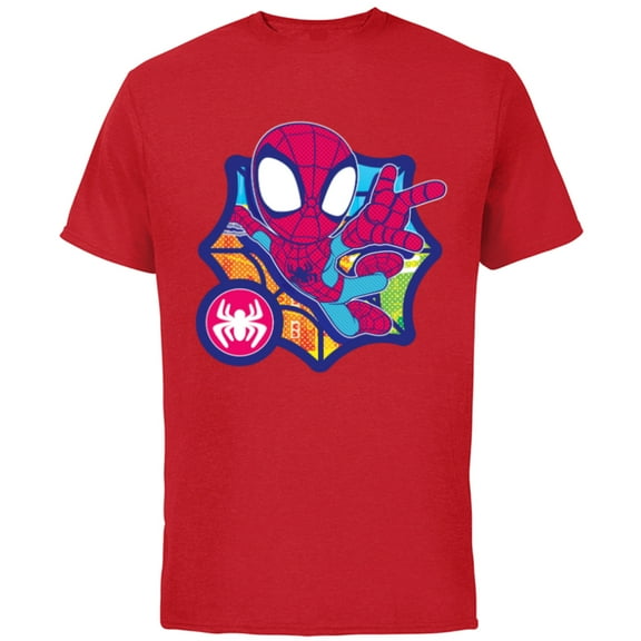 Marvel Spidey and His Amazing Friends Spider-Man Dot Effect - Short Sleeve Cotton T-Shirt for Adults - Customized-Red