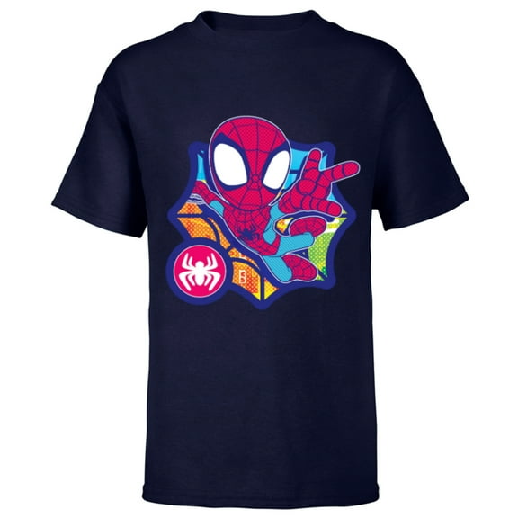 Marvel Spidey and His Amazing Friends Spider-Man Dot Effect - Short Sleeve T-Shirt for Kids - Customized-Navy