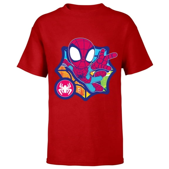 Marvel Spidey and His Amazing Friends Spider-Man Dot Effect - Short Sleeve T-Shirt for Kids - Customized-Red