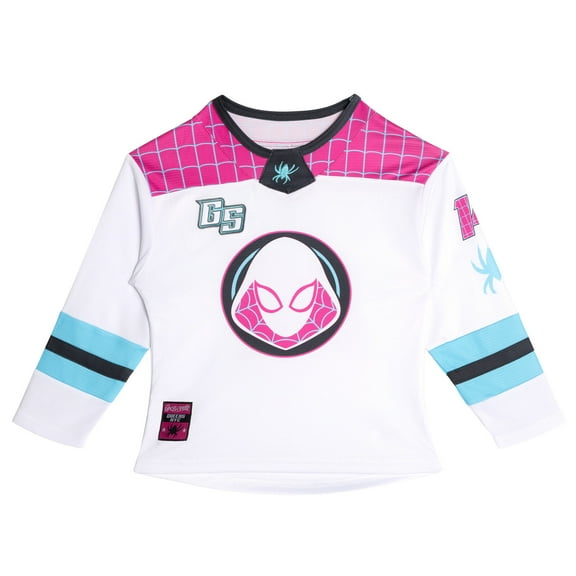 Marvel Spidey and His Amazing Friends Spider-Man Ghost-Spider Mesh Hockey Jersey Long Sleeve T-Shirt Toddler to Little Kid