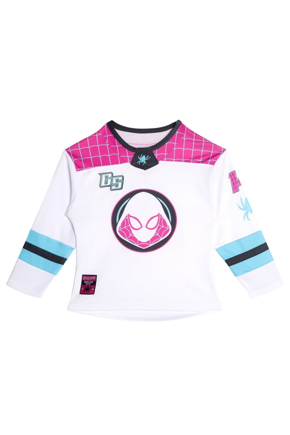 Spidey and His Amazing Friends Spider-Man Ghost-Spider Mesh Hockey Jersey Long Sleeve T-Shirt Toddler to Little Kid