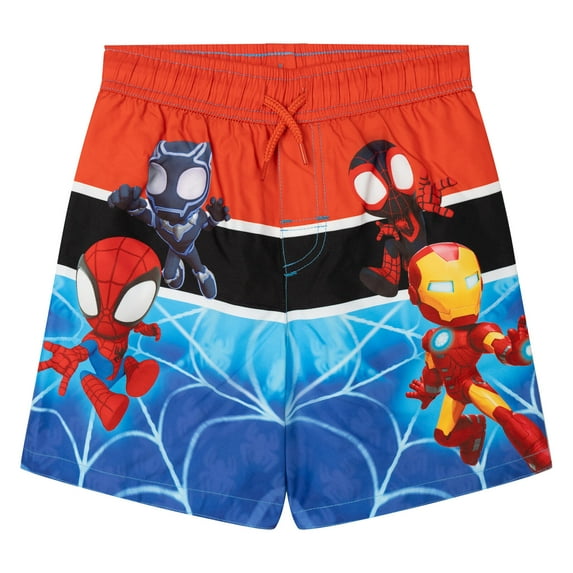 Marvel Spidey and His Amazing Friends Spider-Man Iron Man Miles Morales Swim Trunks UPF 50+ Colorblock Toddler to Little Kid
