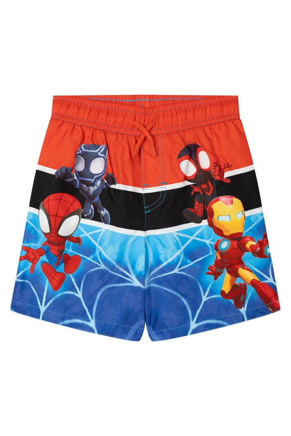 Spidey and His Amazing Friends Spider-Man Iron Man Miles Morales Swim Trunks UPF 50+ Colorblock Toddler to Little Kid