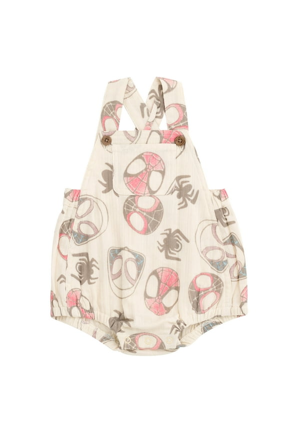 Spidey and His Amazing Friends Spider-Man Miles Morales Ghost-Spider Cotton Gauze Matching Family Short Overalls Newborn to Infant