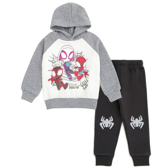 Marvel Spidey and His Amazing Friends Spider-Man Miles Morales Ghost-Spider Fleece Pullover Hoodie and Jogger Pants Outfit Set Toddler to Little Kid