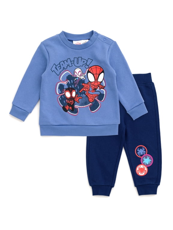 Spidey and His Amazing Friends Spider-Man Miles Morales Ghost-Spider Fleece Sweatshirt and Jogger Pants Set Toddler to Little Kid