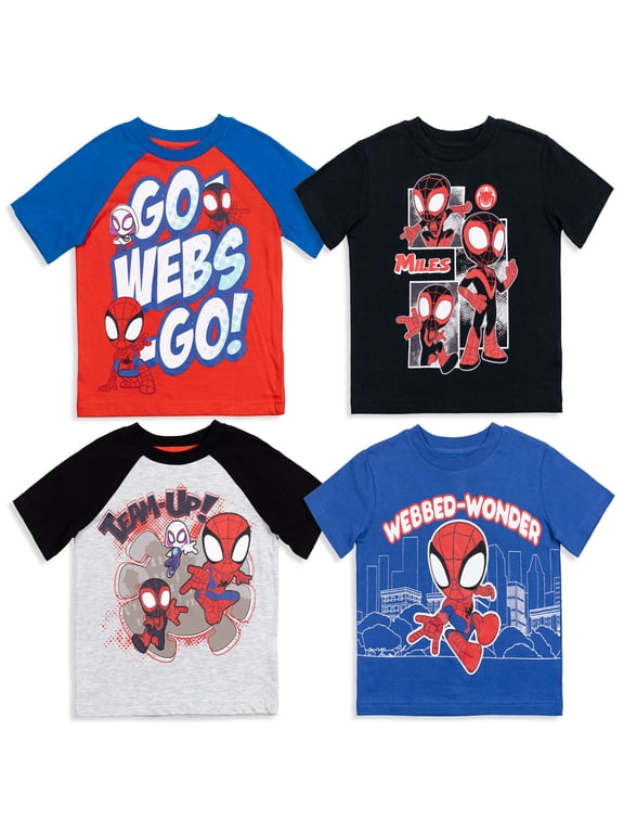 Spidey and His Amazing Friends Little Boys' Short Sleeve T-Shirt 4-Pack Red Black Blue