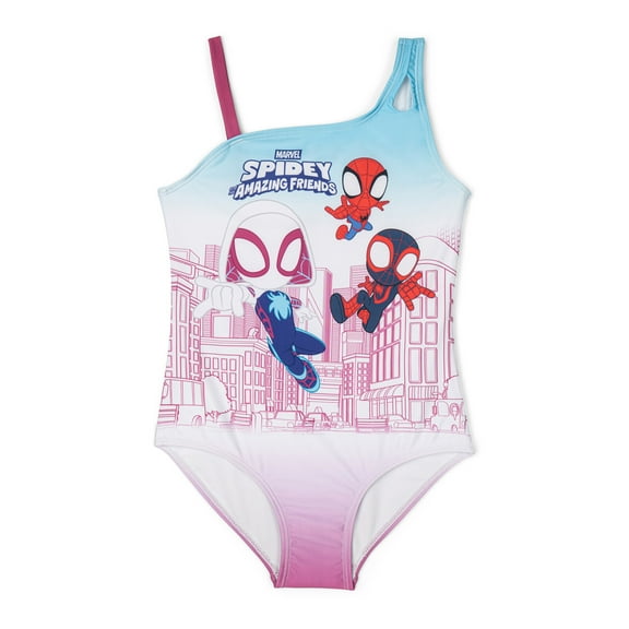 Marvel Spidey and His Amazing Friends Spider-Man Miles Morales Ghost-Spider One Piece Bathing Suit UPF 50  Toddler to Little Kid
