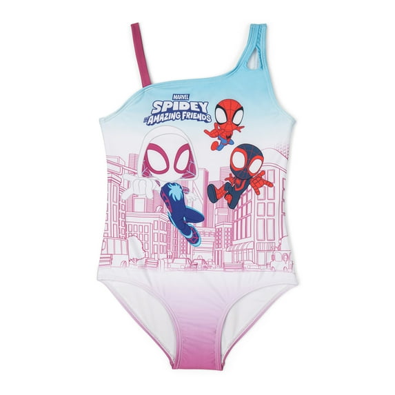 Marvel Spidey and His Amazing Friends Spider-Man Miles Morales Ghost-Spider One Piece Bathing Suit UPF 50+ Toddler to Little Kid