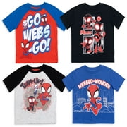 Marvel Spidey and His Amazing Friends Spider-Man Miles Morales Ghost-Spider Toddler Boys 4 Pack T-Shirts 2T