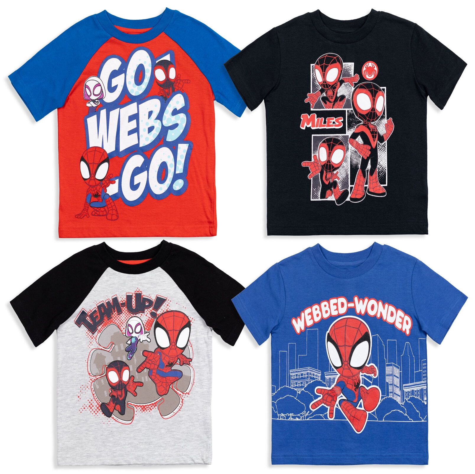 Marvel Spidey and His Amazing Friends Toddler Boys' Short Sleeve T-Shirt 4-Pack Spidey Red Black Blue