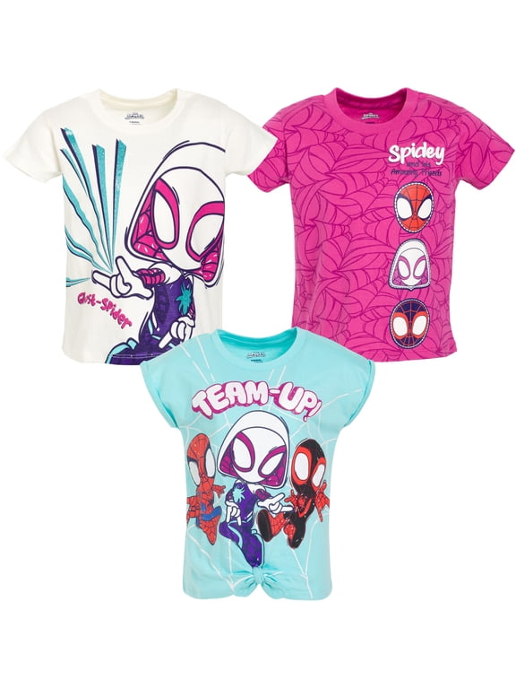Spidey and His Amazing Friends Toddler Girls' 3-Pack T-Shirts White Pink Blue