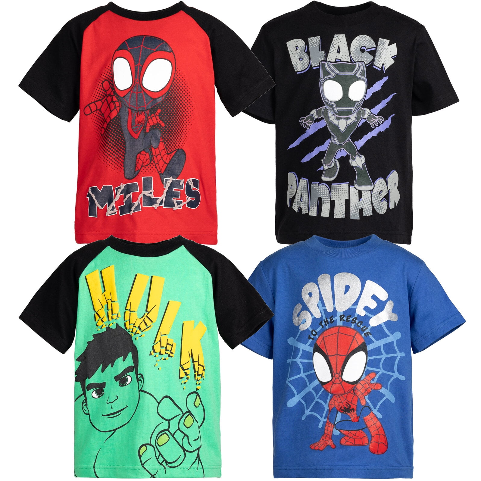 Marvel Spidey and His Amazing Friends Toddler Boys' Short Sleeve T-Shirt 4-Pack Avengers Black Green