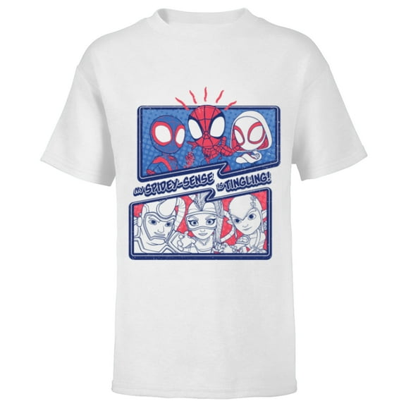 Marvel Spidey and His Amazing Friends Spidey-Sense Tingling - Short Sleeve T-Shirt for Kids - Customized-White