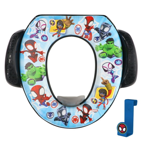 Marvel Spidey and His Amazing Friends "Team up" Soft Potty Training Seat for Toddlers with Hanging Hook, Fits Standard Toilets