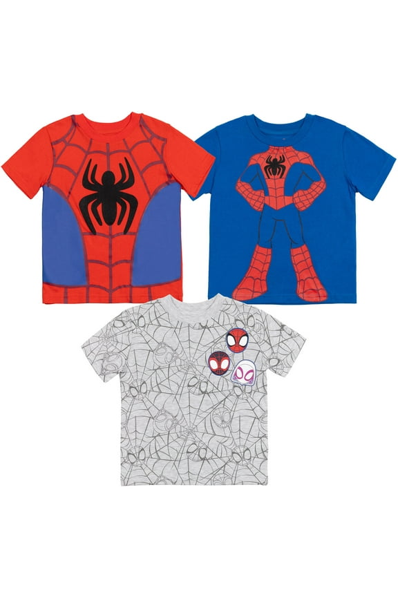 Spidey and His Amazing Friends Toddler Boys 3 Pack T-Shirts Toddler to Little Kid