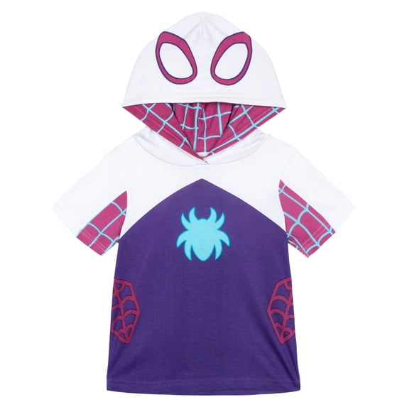 Marvel Spidey and His Amazing Friends Toddler Girls' Cosplay Hooded T-Shirt Ghost Spider Purple