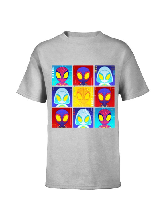 Spidey and His Amazing Friends Web-Spinners Face Grid - Short Sleeve T-Shirt for Kids - Customized-Athletic Heather