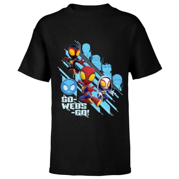 Marvel Spidey and His Amazing Friends Web-Spinners Go Webs - Short Sleeve T-Shirt for Kids - Customized-Black