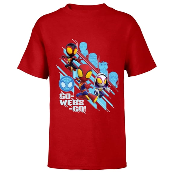 Marvel Spidey and His Amazing Friends Web-Spinners Go Webs - Short Sleeve T-Shirt for Kids - Customized-Red