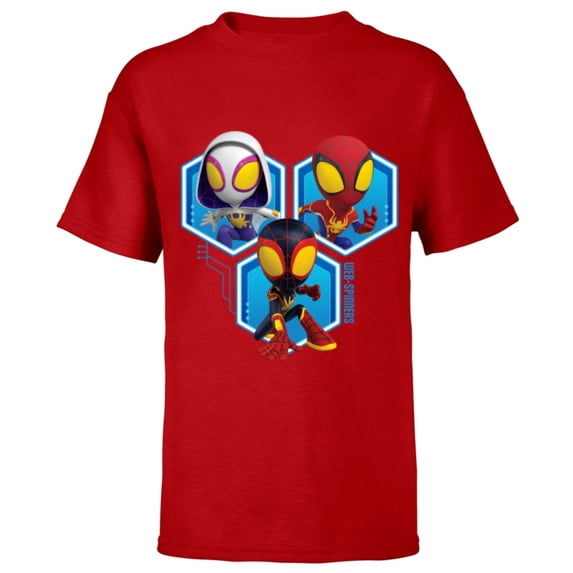 Marvel Spidey and His Amazing Friends Web-Spinners Hero Trio - Short Sleeve T-Shirt for Kids - Customized-Red