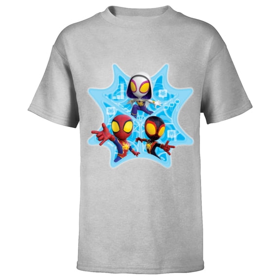 Marvel Spidey and His Amazing Friends Web-Spinners Tech Web - Short Sleeve T-Shirt for Kids - Customized-Athletic Heather